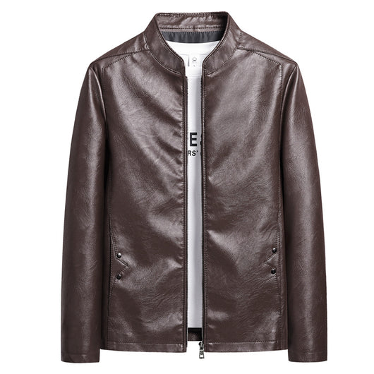 Chaqueta de Cuero PU Ajustada para Hombre con Cuello Alzado Estilo Motociclista - Image 5