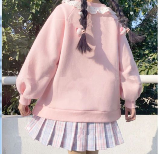 Sudadera con Cuello de Encaje Suelto para Mujer - Image 5