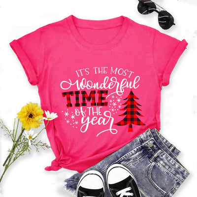 Camiseta Navideña Estampada para Mujer - Cuello Redondo Manga Corta - Image 13