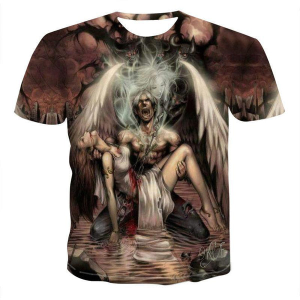 Camiseta Casual Calavera Streetwear Manga Corta para Hombre