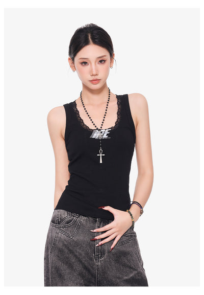 Camisola Negra de Encaje con Cuello U - Top Slim Ajustado para Mujer - Image 25