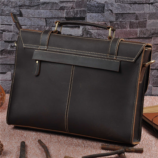Bolso de Cuero Genuino Crazy Horse para Hombre - Image 9
