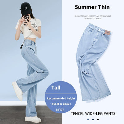 Pantalones Lyocell Rectos Cintura Alta Efecto Seda Pierna Ancha - Image 12