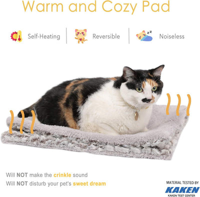 Light gray fluffy pet sleeping mat with a black and white French Bulldog sitting on it. Measures 27.5x18.5 inches. - Image 17