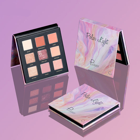 Paleta de Sombras Nacaradas con Purpurina - 9 Colores de Larga Duración