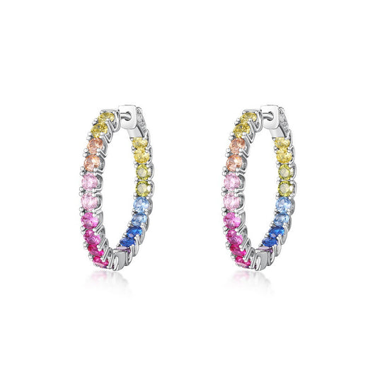 Aretes de Circonia Arcoíris en Plata S925 con Gemas de Colores Incrustadas - Image 7