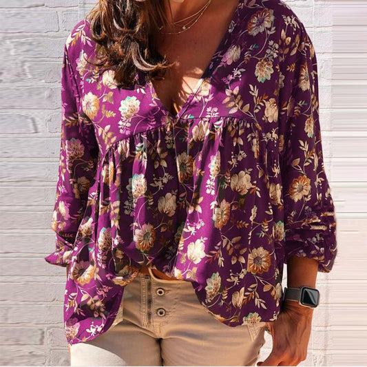 Blusa Personalizada con Escote en V y Estampado para Mujer - Image 2