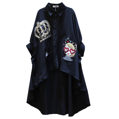 Blusa Asimétrica con Parches de Lentejuelas - Manga Corta - Image 15