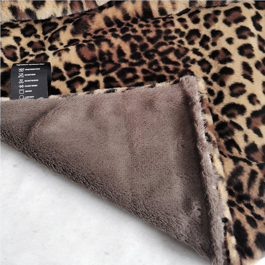 Manta de Lana Artificial con Estampado Leopardo - Cobertor de Poliéster Degradado Marrón - Image 4