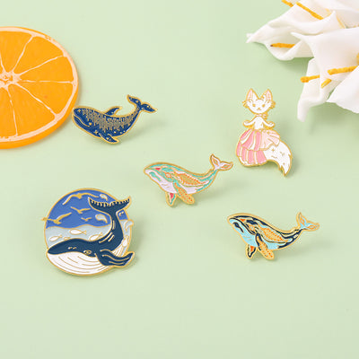 Broche de Ballena Kawaii - Insignia de Aleación Infantil