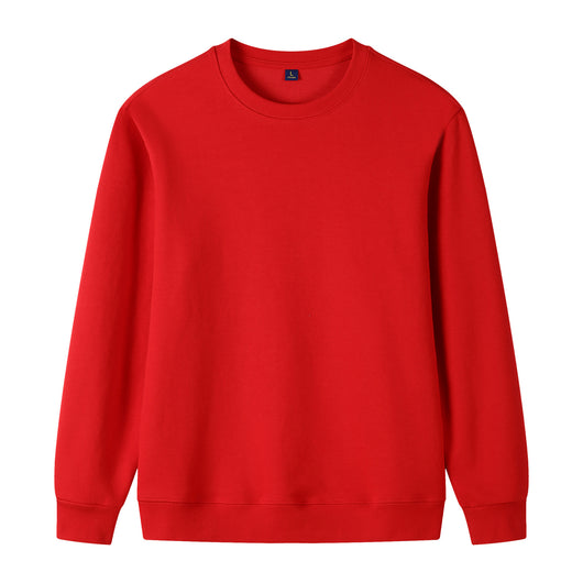 Navy blue pure cotton long sleeve round neck sweatshirt with ribbed cuffs and hem, displayed flat. - Image 24
