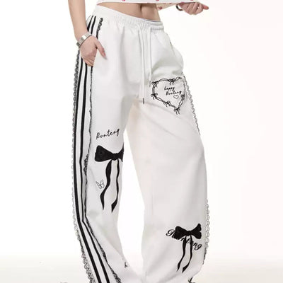 Pantalones Casuales de Verano con Cintura Elástica y Detalle de Moño de Encaje - Image 5