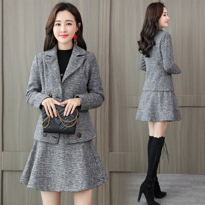Traje de Falda Corta en Lana a Cuadros - Conjunto Slim Elegante - Image 2