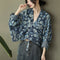 Jaqueta Jeans Feminina Estampada Morcego Solta
