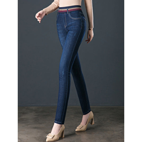 Pantalones Vaqueros Térmicos con Cintura Elástica para Otoño e Invierno