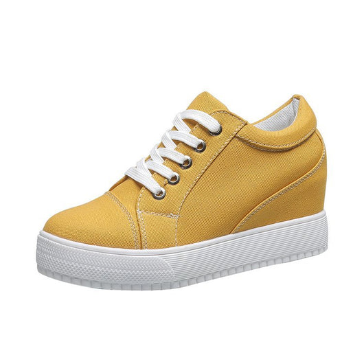 Zapatos Blancos Transpirables para Mujer con Aumento de Altura Interior y Plataforma de Lona - Image 6