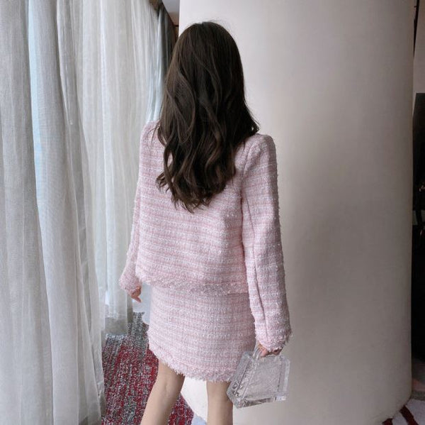 Chaqueta Larga con Falda Corta Cintura Alta para Mujer