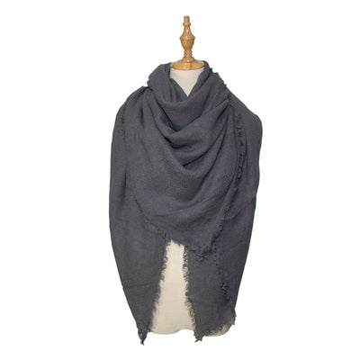 Chal Cuadrado de Colores Sólidos con Pashmina Larga - Image 11
