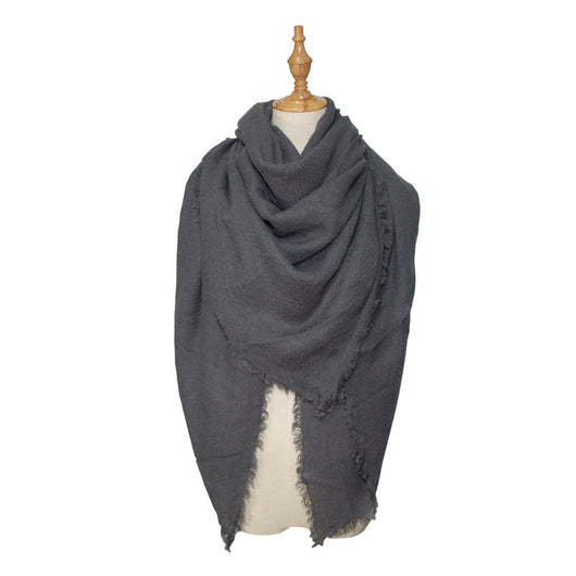 Chal Cuadrado de Colores Sólidos con Pashmina Larga - Image 11