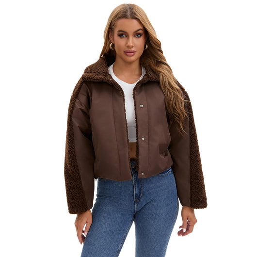 Abrigo de Lana de Cordero Oversized Retro de Manga Larga para Mujer - Image 2