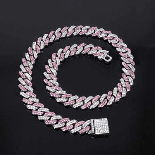 Collar para Hombre en Aleación con Dije de Diamante Azul Polvoso y Cierre de Bisagra
