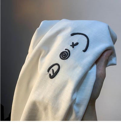 Camiseta Blanca de Algodón para Hombre - Verano Suelta Talla Grande Manga Corta Bordada - Image 21
