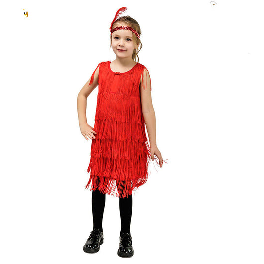 Vestido de Danza Latina Infantil Retro con Flecos para Presentaciones - Image 4