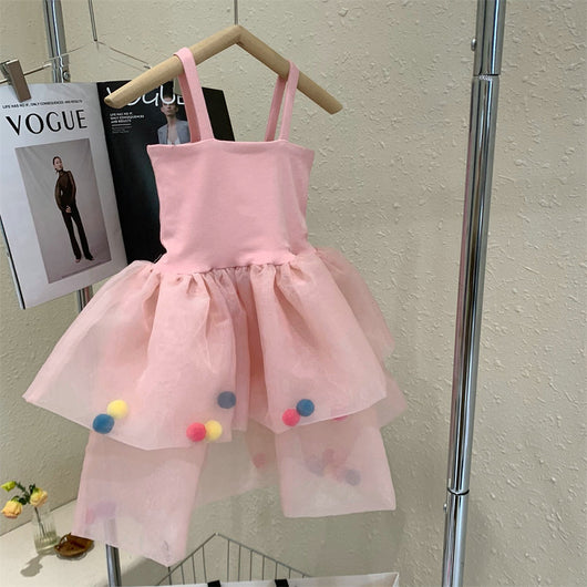 Vestido Princesa Infantil con Pompón de Pelaje Colorido - Image 13