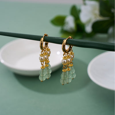 Aretes Retro Lujo Ligero con Perlas en Gota de Agua - Image 3