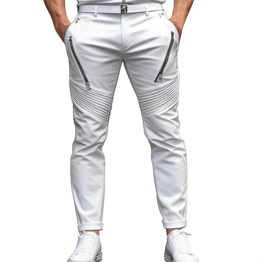 Pantalones Skinny Stretch con Cierre y Pliegues para Hombre - Image 3