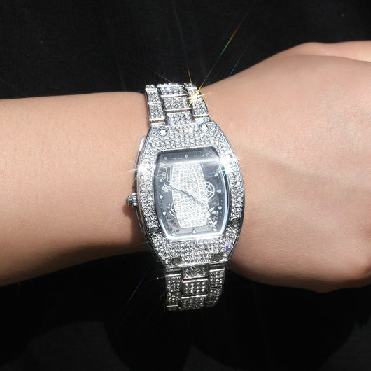 Reloj de Cuarzo Hip Hop Diseño Minimalista con Diamantes a Juego - Image 14