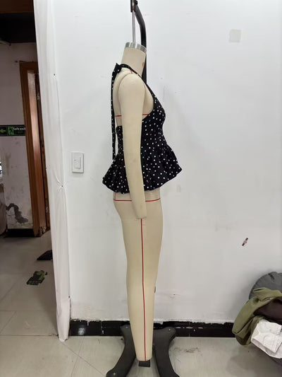 Top Halter Escotado con Lunares y Amarre Trasero para Mujer - Image 12