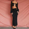 Blusa Cropped de Encaje y Gasa con Cuello Cuadrado y Manga Larga