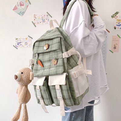Mochila Escolar Coreana de Gran Capacidad Estilo Preppy Cuadriculada - Image 23