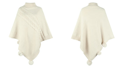 Capa Poncho de Invierno con Bola de Pelaje Estilo Europeo - Image 11