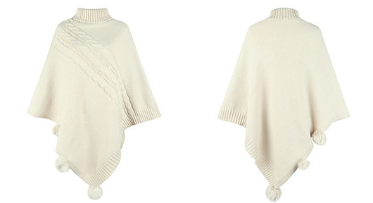 Capa Poncho de Invierno con Bola de Pelaje Estilo Europeo - Image 11