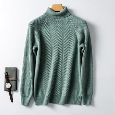 Suéter de Cachemira para Hombre con Cuello Alto y Jacquard - Image 4