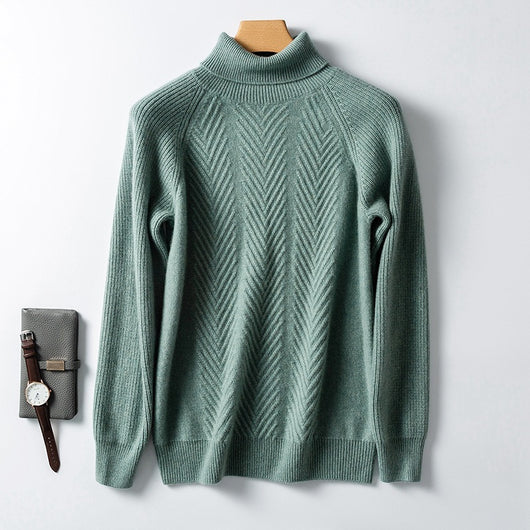 Suéter de Cachemira para Hombre con Cuello Alto y Jacquard - Image 4