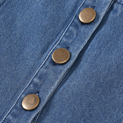 Conjunto de 3 Piezas: Enterizo de Algodón Puro con Falda Denim y Pañoleta - Image 6