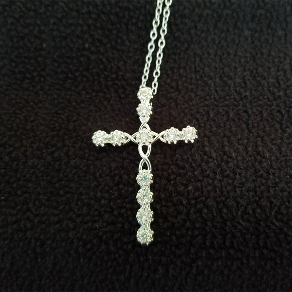 Colgante Cruz de Cristal Plateado para Mujer - Image 5