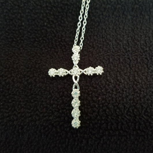 Colgante Cruz de Cristal Plateado para Mujer - Image 5