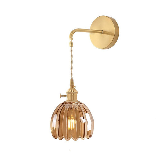 Lámpara Colgante Retro Japonesa Cobre y Vidrio Ámbar - Image 3