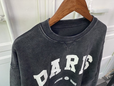 Suéter de Algodón para Mujer con Letras PARIS Cuello Redondo en Negro y Gris - Image 13