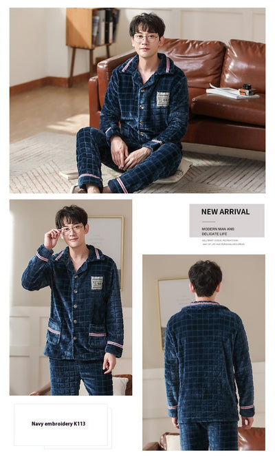 Cardigan Pijama de Forro Polar para Hombre - Abrigo Cálido Coral - Image 33