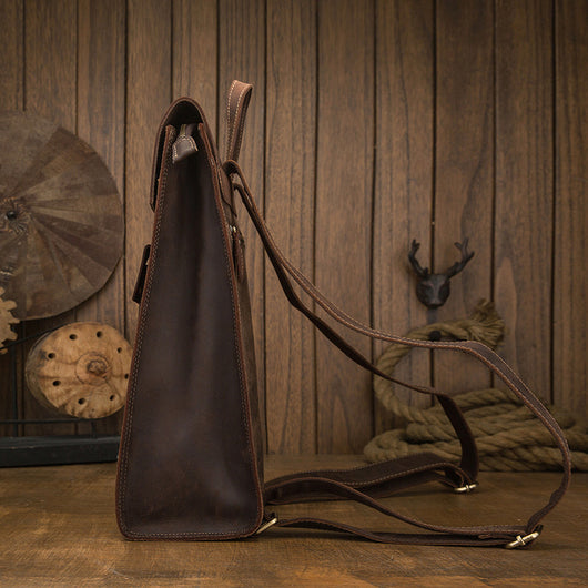 Mochila de Cuero Casual Estilo Británico para Hombre - Image 13