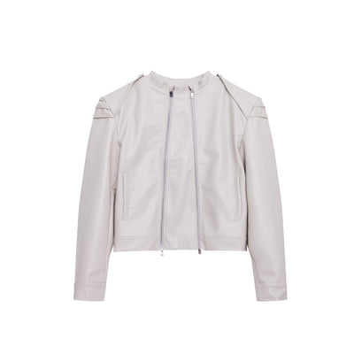 Chaqueta de Cuero PU con Doble Cierre y Diseño Dividido - Image 4
