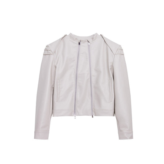 Chaqueta de Cuero PU con Doble Cierre y Diseño Dividido - Image 4