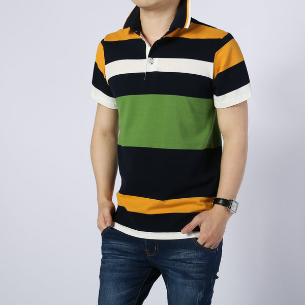 Polo de Rayas Manga Corta para Hombre - Estilo Verano