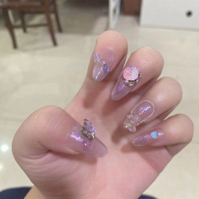 Uñas Postizas Cuadradas con Mariposas - Parches Adhesivos Removibles - Image 6