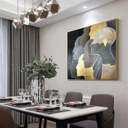 Cuadro Abstracto Dorado Moderno - Pintura al Óleo Artesanal de Lujo para Sala de Estar - Image 2